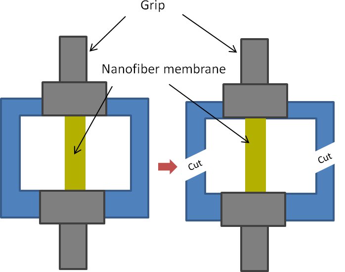 Schematic of sample in preparation of tensile testing